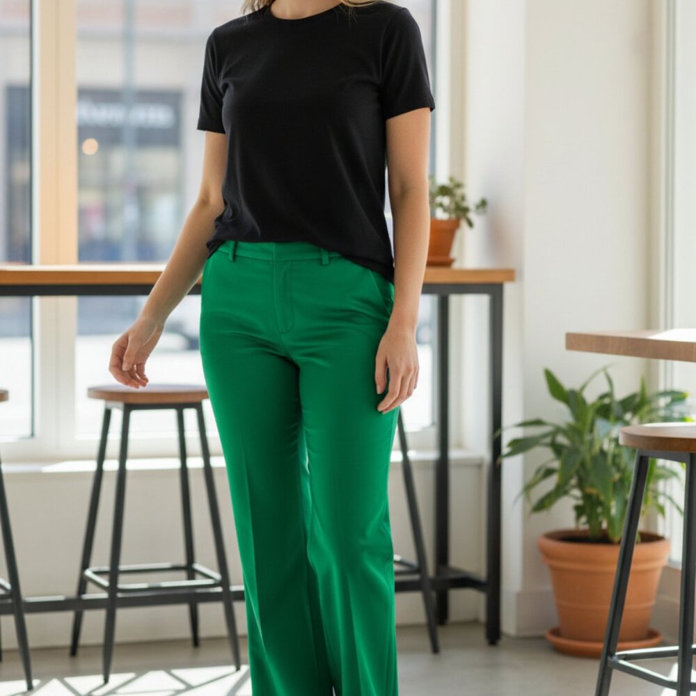 Gap Green Modern Boot Pants 4R Womens Tailored Fit Cotton Blend